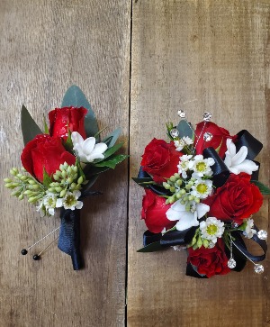 Classic Red Set Corsage/ Boutonniere
