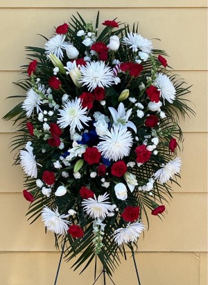 Classic Red & White Spray Fresh Sympathy Spray