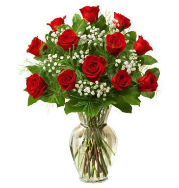 Classic Roses in a Vase Vase Arrangement  in North Bay, ON | ROSE BOWL FLORIST