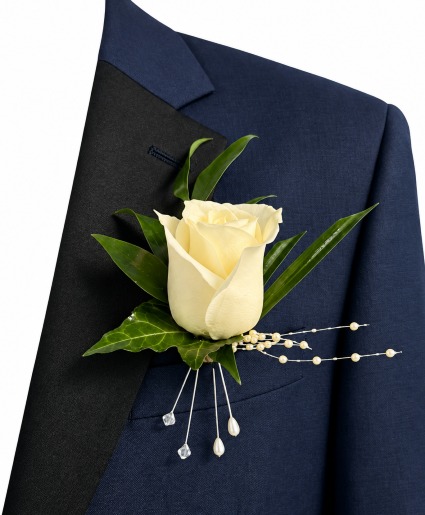 Classic White Boutonniere  Prom Boutonniere