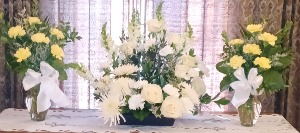 Classic White with Carnations Urn Arrangement 