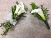 Classy Callas Wrist Corsage and Matching Boutonniere