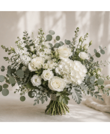 Cloud and Sage Bridal Bouquet Fresh Flowers Bridal Bouquet in Auburndale, FL | The House of Flowers
