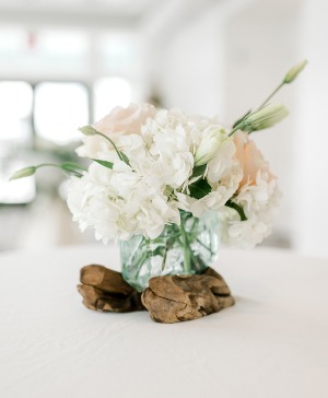 Cocktail Table Driftwood Flowers Wedding