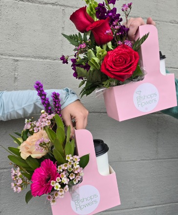 Coffee & Flowers Drink Caddy Arrangement in Huntsville, AL | Bishop's Flowers