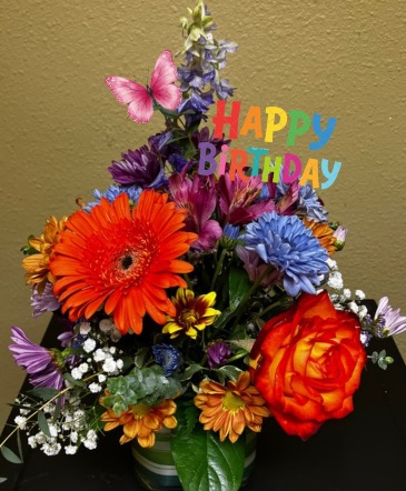 Color Cube MIXED FLORAL ARRANGEMENT in Weatherford, OK | The Flower Box Florist