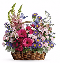 Colorful Basket Blossoms Basket Arrangement