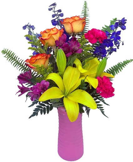 COLORFUL CANVAS VASE ARRANGEMENT