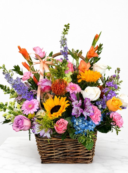 Basket Full of Sushshine Large Colorful Basket Arrangement