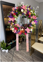 colorful garden wreath 