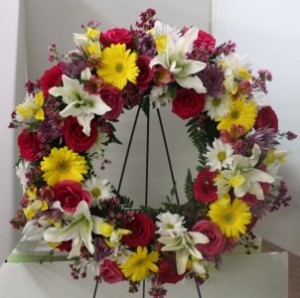 Colorful Wreath Standing Spray