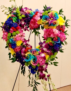 Colorful Memories Heart Standing Spray