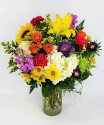 Colorful Pallet Vase Arrangement  Substitutions Maybe Necessary