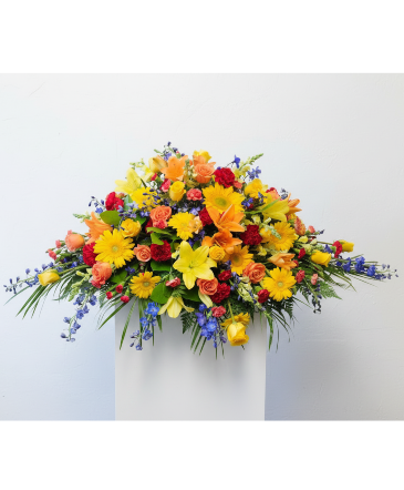 Colorful Remembrance Casket Spray in Saginaw, MI | GAUDREAU THE FLORIST LTD.