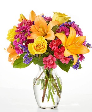 Colorful Visions  Lilies and Roses  Arrangement 