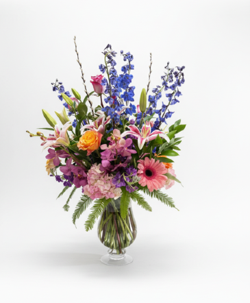 COLORS OF CONVERSATION MIX OF COLORS AND FLORALS, TALL & ELEGANT ARRANGEMENT in Midland, TX | FLOWERLAND