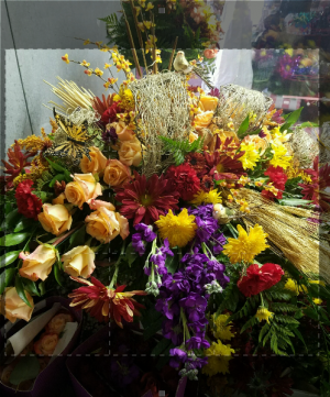 Colors of Fall casket spray