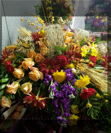 Colors of Fall casket spray