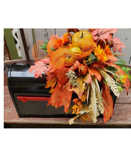 Colors of Fall Mailbox Swag Permanent Arrangement
