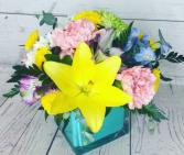 Colourful flower  Cube vase