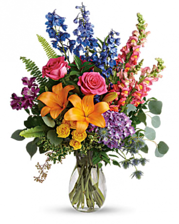 Rainbow Love Bouquet Bright Mixed Flower Vase Arrangement