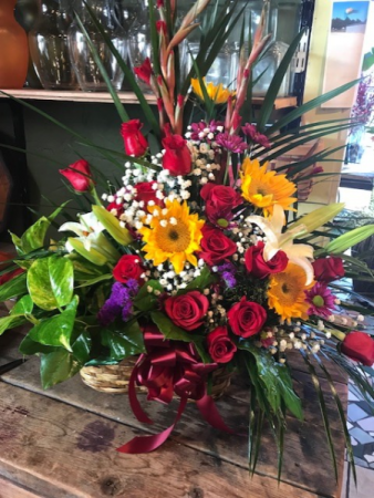 combo garden plant/ with seasonal mixed cut flowers