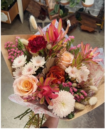 Comfort Paper wrapped bouquet  in Klamath Falls, OR | Yarrow in Bloom