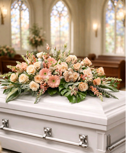 COMPASSIONATE CORAL CASKET SPRAY