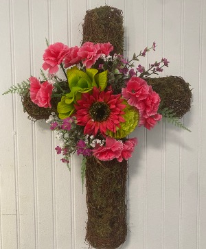 Compassionate Cross Silk Flower Arrangement