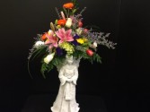  Concrete Angel with Back Basket fresh flowrs 