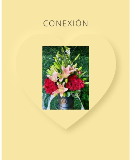 CONEXION Box red roses and lilies