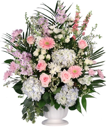 Consoling Pastels Sympathy Urn in Albany, NY | Ambiance Florals & Events