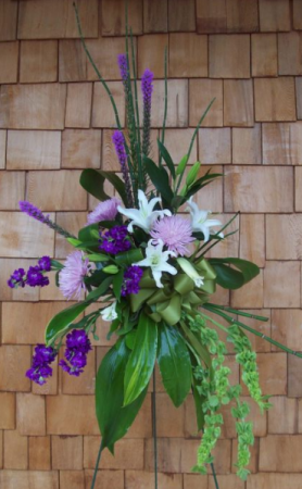 contemporary purples standing spray