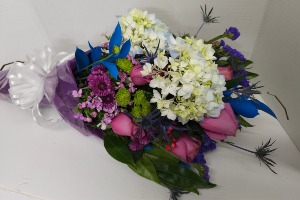 Cool blue Bouquet Wrapped Bouquet