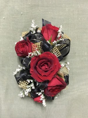 Corsage Red, Black, & Gold