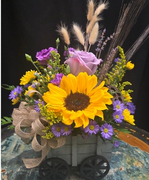 Country Charm Wagon Flower Arrangement