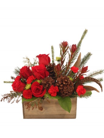 Country Christmas Box Arrangement in Brighton, IL | Leanne's Pretty Petals
