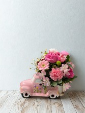 Country Flower Truck Flower Arrangement in Ceramic Truck