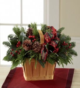 Greens and Cones Basket Christmas