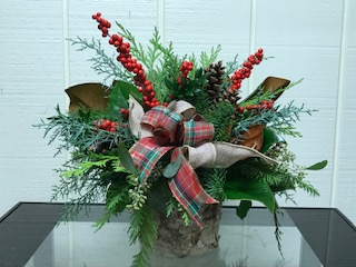 Country Holiday  White birch container