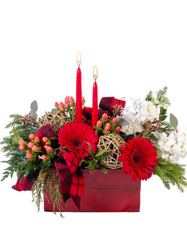 Cozy & Comfy Candle Centerpiece in Glastonbury, CT | THE FLOWER DISTRICT
