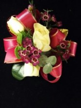 CR-3 White Spray Roses with Satin Ribbon Corsage-Wrist