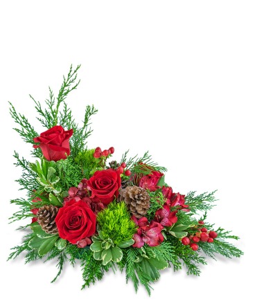 Cranberry Rose Centerpiece Flower Arrangement in Saint Ignace, MI | ST. IGNACE IN BLOOM