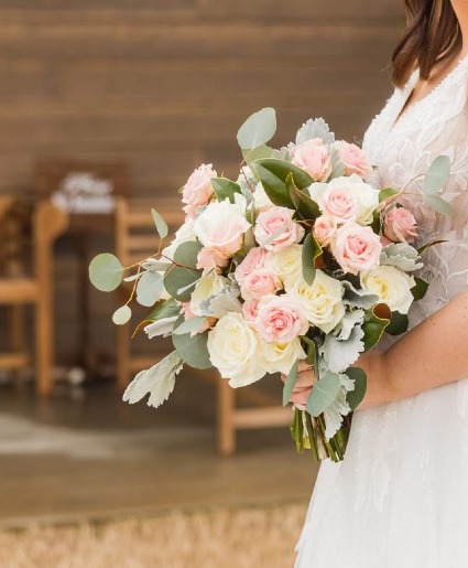 Cream and Pink Wedding Bouquet