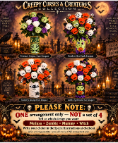 Creepy Curses & Creatures Collection Call Us for Faster Service & Daily Specials: (915) 303-8500 Text Us to Order Anytime: (915) 505-3708 Your trusted source for Flowers & Delivery in El Paso TX 