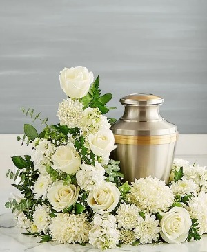 Cremation Wreath all White  sympathy 