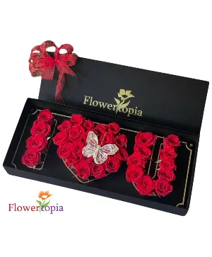 Mysterious Love Box of Fresh Roses 