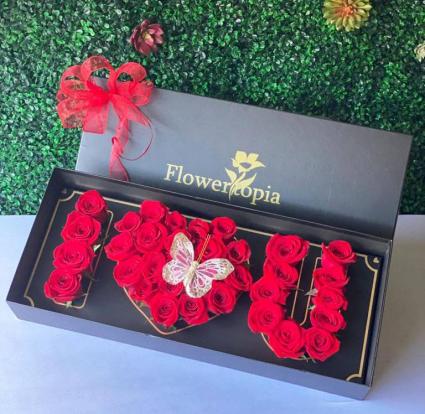 Mysterious Love Box of Fresh Roses 