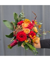 crimson and gold wedding bouquet