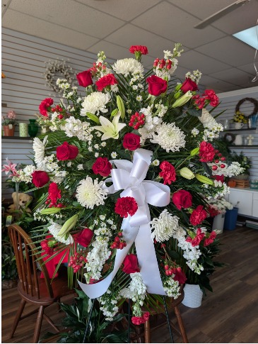 Crimson and Pure Grace Sympathy Spray in Poquoson, VA | FLORAL FASHIONS